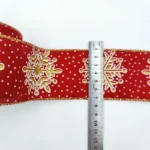 10 Yards Christmas Snowflake Ribbon – Printed Fabric with Wired Edge for DIY Gift Wrapping & Wreath Bows