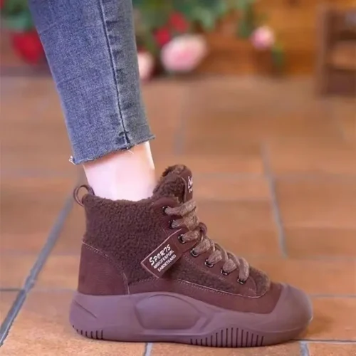 Women's Cute Big Head Retro Boots – Mid-Top, Breathable, Casual Fashion