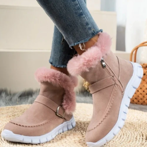 Women's Winter Chelsea Snow Boots – Short Plush, Suede, Fur-Lined, Flat Casual Ankle Boots