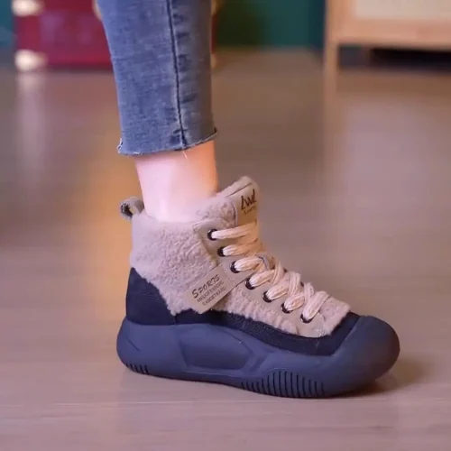 Women's Cute Big Head Retro Boots – Mid-Top, Breathable, Casual Fashion