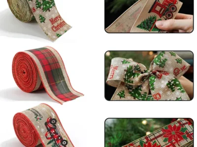 2/4/6M Linen Christmas Ribbon Wrapping Gift Christmas Tree Ribbon DIY Wreath Bows Snowman Burlap Rope 2025 Navidad Decoration