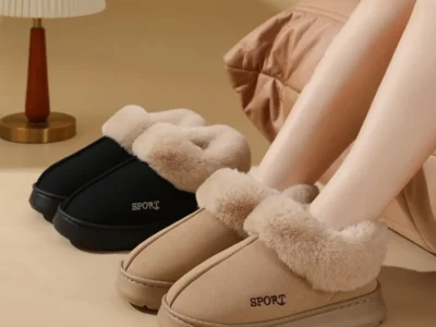 Women’s Pink Faux Fur Snow Boots – Non-Slip Thick Sole, Faux Suede, Short Plush, Cotton-Padded Winter Shoes