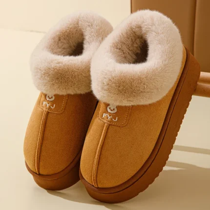 Women’s Winter Indoor Slippers – Thick Sole, Non-Slip Fashion Home Cotton Shoes, Flat Boots Style