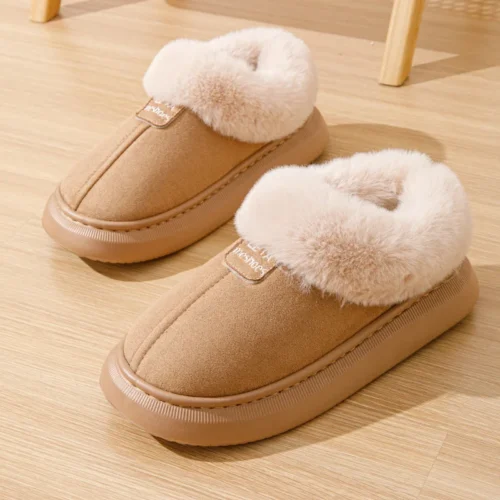 Women’s Fluffy Slippers – Plush Winter House Flats, Warm Platform Ankle Boots, Elegant Designer Footwear