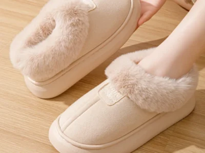 Women’s Fluffy Slippers – Plush Winter House Flats, Warm Platform Ankle Boots, Elegant Designer Footwear