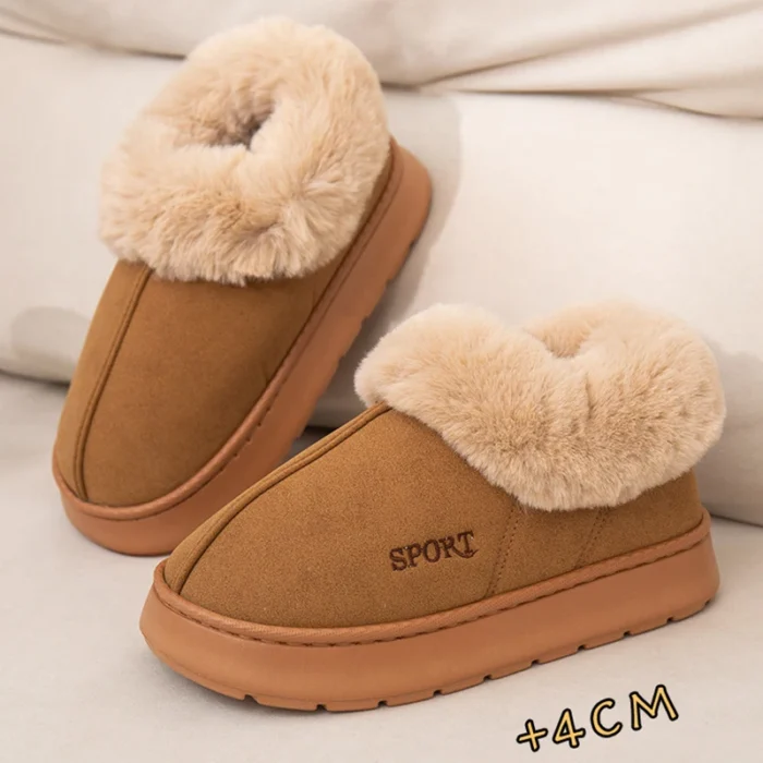 Women’s Thick Plush Snow Boots – Faux Fur Wrap Heel, Cotton-Padded, Anti-Slip Winter Casual Shoes