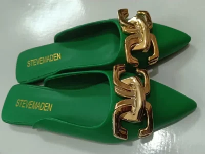 Women's Closed Toe Sandals – Pointed Toe Flats with Metal Decoration, Fashion Daily Slippers