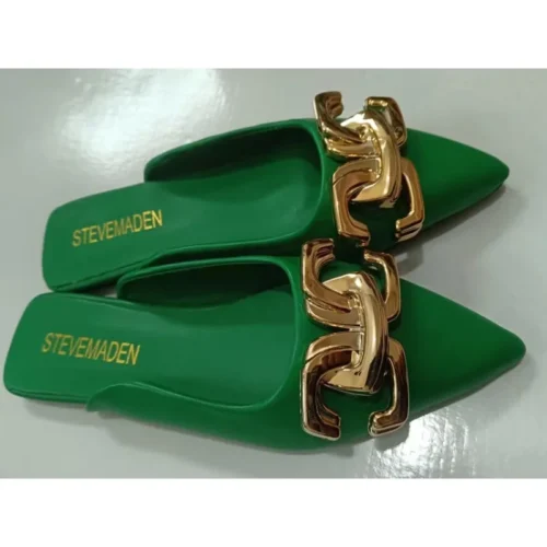 Women's Closed Toe Sandals – Pointed Toe Flats with Metal Decoration, Fashion Daily Slippers