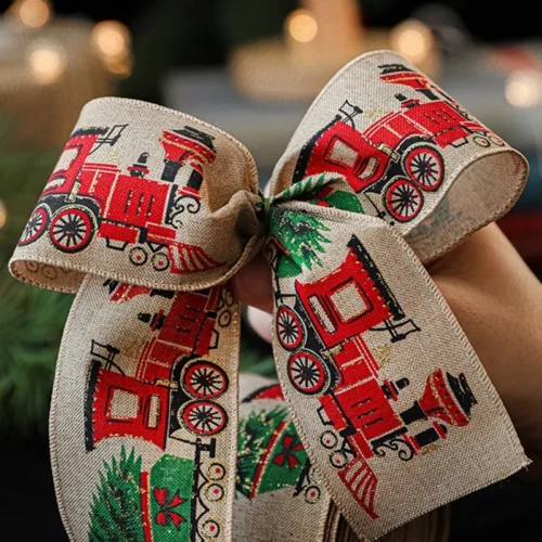 2/4/6M Linen Christmas Ribbon Wrapping Gift Christmas Tree Ribbon DIY Wreath Bows Snowman Burlap Rope 2025 Navidad Decoration