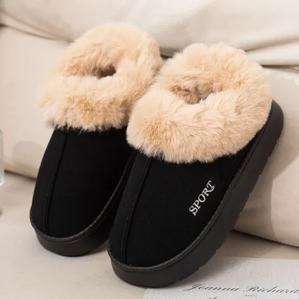 Women’s Thick Plush Snow Boots – Faux Fur Wrap Heel, Cotton-Padded, Anti-Slip Winter Casual Shoes