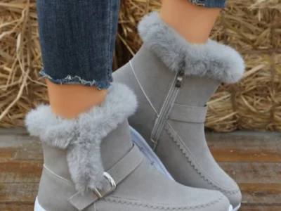 Women's Winter Chelsea Snow Boots – Short Plush, Suede, Fur-Lined, Flat Casual Ankle Boots