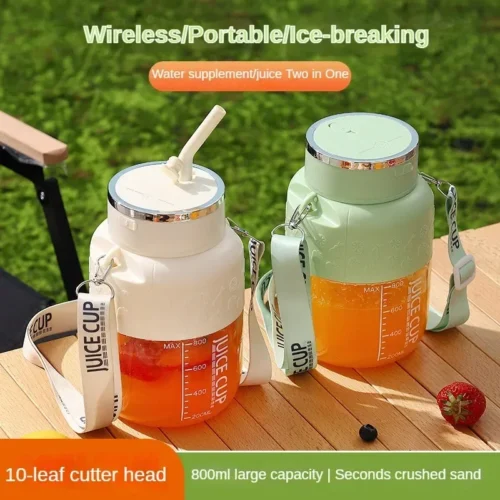 Portable Electric Fruit Juicer – Powerful 800ml USB Rechargeable 10-Blade Bottle