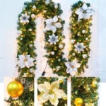 2.7m LED Christmas Rattan Garland – Lighted Wreath for Door Hanging, Artificial Xmas Tree & Fireplace Decor