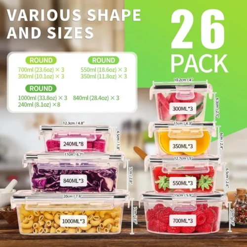Essential Airtight Food Storage Containers – 52-Piece BPA-Free Kitchen Set