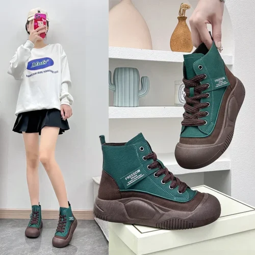 Women's Casual Fashion Sneakers – Round Toe, Flat, Comfortable Autumn Boots