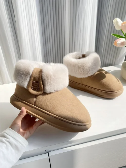 Men’s Snow Boots – Waterproof Short Boots with Soft Sole, Anti-Slip Cotton Fleece-Lined Winter Shoes