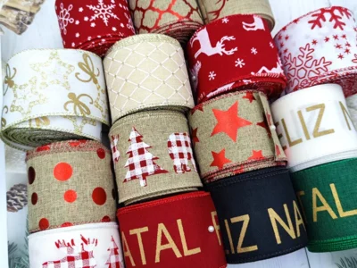 10 Yards Red Green Star Snowflake Colorful Ribbon Elk Holiday Decorative Ribbon Christmas New Years Home Decoration Bow