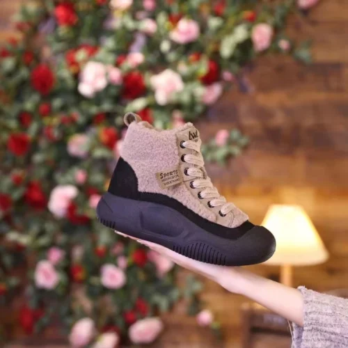 Women's Cute Big Head Retro Boots – Mid-Top, Breathable, Casual Fashion