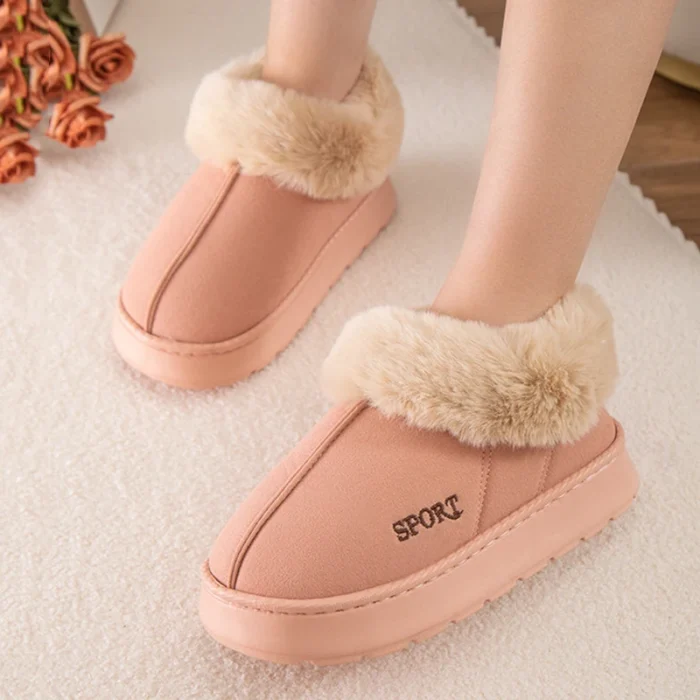 Women’s Thick Plush Snow Boots – Faux Fur Wrap Heel, Cotton-Padded, Anti-Slip Winter Casual Shoes