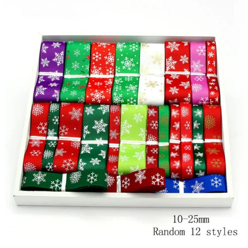 12 Yards Printed Grosgrain Christmas Ribbon – DIY Gift Wrapping, Hair Bows, Party & Wedding Decor