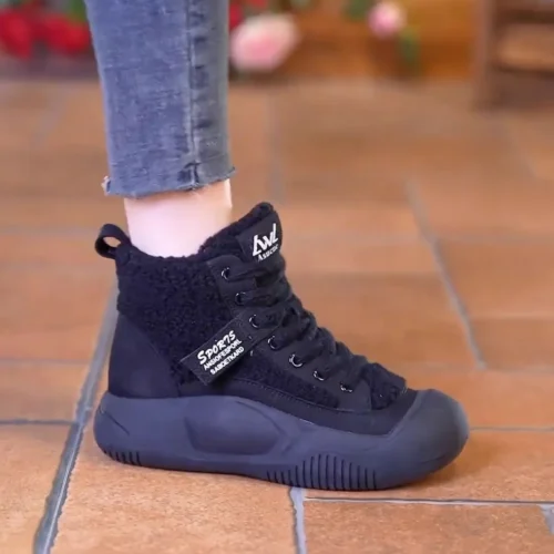 Women's Cute Big Head Retro Boots – Mid-Top, Breathable, Casual Fashion