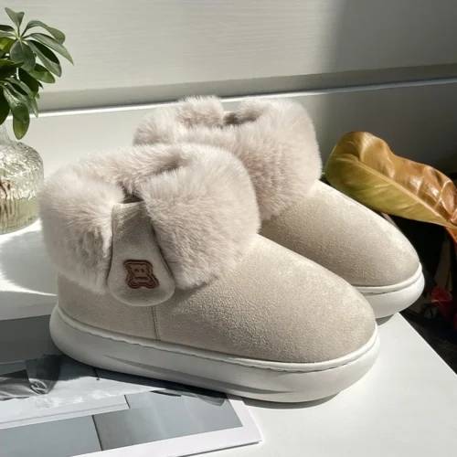 Men’s Snow Boots – Waterproof Short Boots with Soft Sole, Anti-Slip Cotton Fleece-Lined Winter Shoes