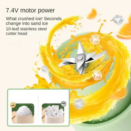 Portable Electric Fruit Juicer – Powerful 800ml USB Rechargeable 10-Blade Bottle