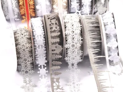 3/10 Yard White Snowflake Christmas Tree Ribbon – DIY Crafts, Handmade Bows & Gift Wrapping for Party Decor