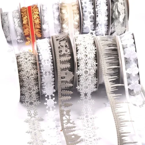 3/10 Yard White Snowflake Christmas Tree Ribbon – DIY Crafts, Handmade Bows & Gift Wrapping for Party Decor