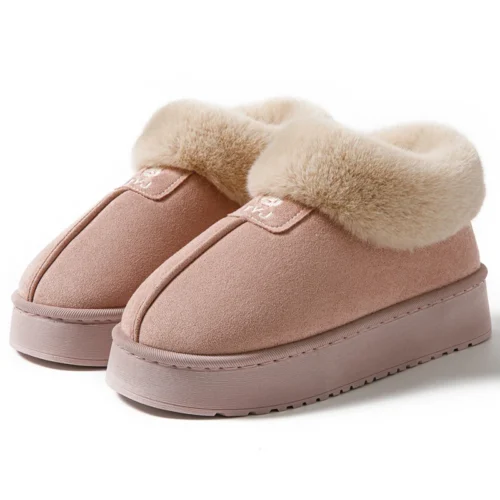 Women’s Winter Indoor Slippers – Thick Sole, Non-Slip Fashion Home Cotton Shoes, Flat Boots Style