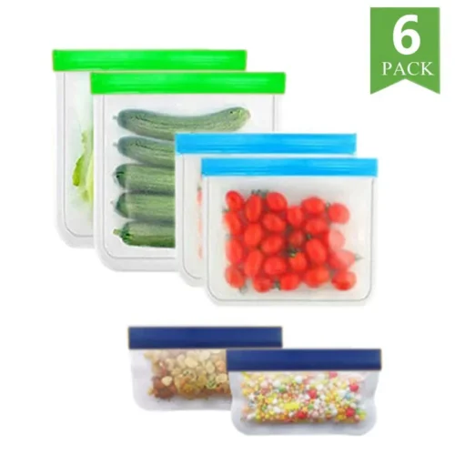 Reusable Silicone Food Storage – Eco-Friendly Freezer Bags | Fruit Vegetable Bag Fresh-keeping Bag Sealed | Freezer Bag Leakproof Food Ziplock Bag