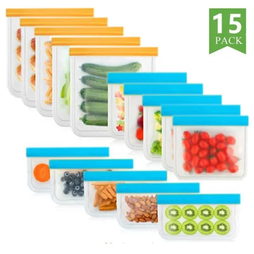 Reusable Silicone Food Storage – Eco-Friendly Freezer Bags | Fruit Vegetable Bag Fresh-keeping Bag Sealed | Freezer Bag Leakproof Food Ziplock Bag