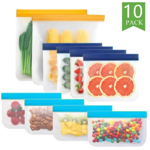 Reusable Silicone Food Storage – Eco-Friendly Freezer Bags | Fruit Vegetable Bag Fresh-keeping Bag Sealed | Freezer Bag Leakproof Food Ziplock Bag