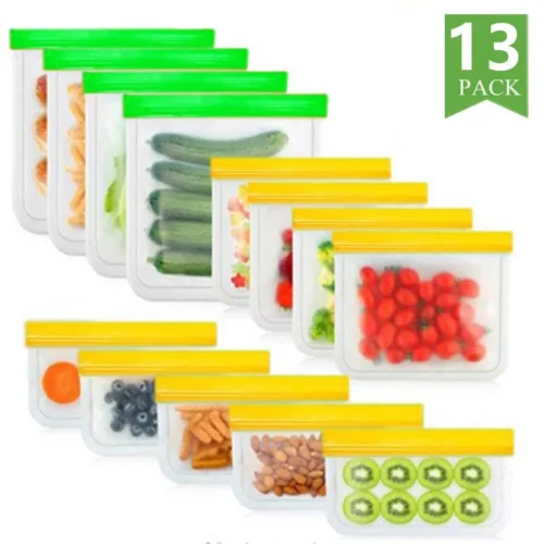 Reusable Silicone Food Storage – Eco-Friendly Freezer Bags | Fruit Vegetable Bag Fresh-keeping Bag Sealed | Freezer Bag Leakproof Food Ziplock Bag