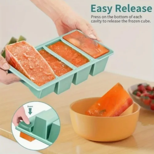 Giant Storage For Food Meal – Silicone Freezing Molds with Airtight Lid| Silicone 4-Link |Silicone Square