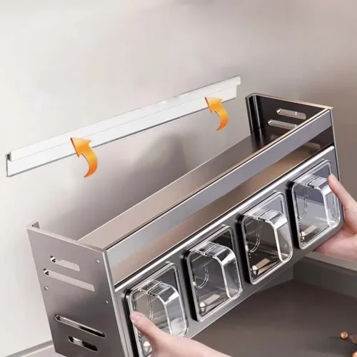 Kitchen Spice Box Shelf | Metal Organizer for Storage| Spice Jar Bottle Storage Rack