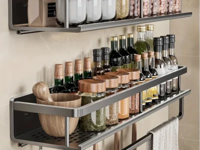Aluminum Wall-Mounted Spice Rack – Durable and Stylish |Space Management Solution Kitchen Accessories