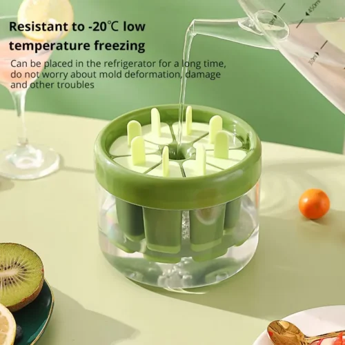 1pcGreen/Orange Plastics Ice Cream Mold – Durable Kitchen Tool for DIY Treats| DIY Dessert Popsicle Moulds Tray Cube Maker Homemade Tools