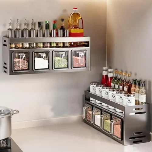 Kitchen Seasoning Organizer Wall Mount | Stocked Storage Rack|Seasoning Storage Large Capacity
