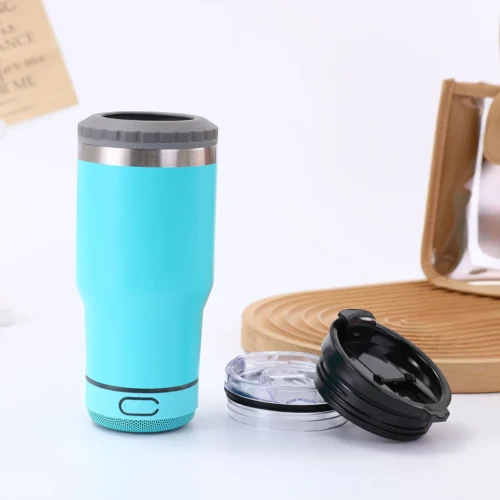 14oz Stainless Steel Portable Cup with Bluetooth Speaker – Stylish and Functional| Waterproof Car Cup|Vaso con Bocinas