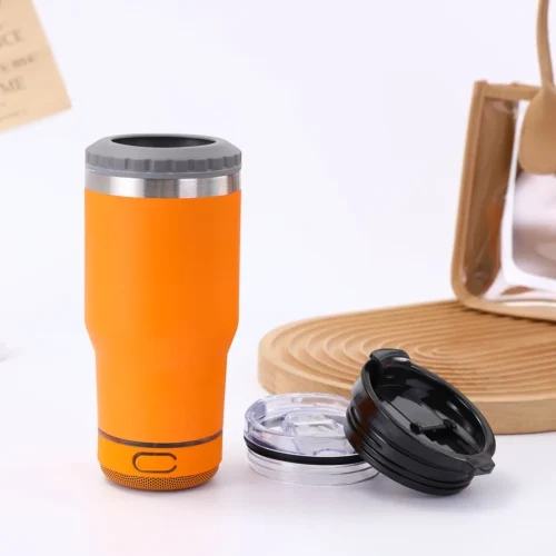 14oz Stainless Steel Portable Cup with Bluetooth Speaker – Stylish and Functional| Waterproof Car Cup|Vaso con Bocinas
