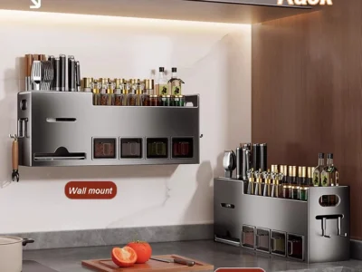 Metal Condiments Holder, Versatile Seasoning Organizer, Spoon & Knife Stand