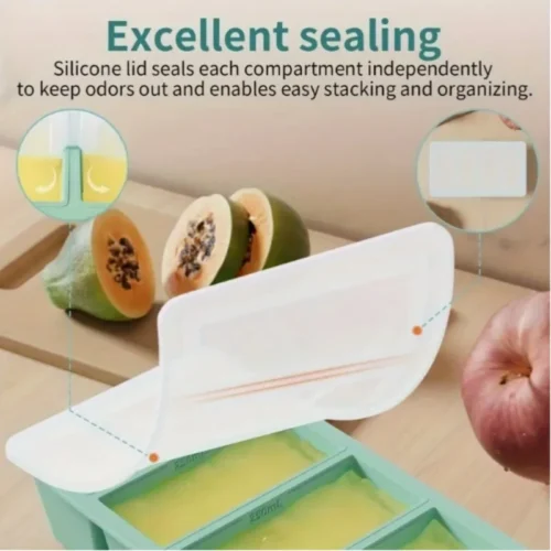 Giant Storage For Food Meal – Silicone Freezing Molds with Airtight Lid| Silicone 4-Link |Silicone Square