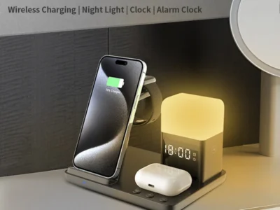 6 In 1 Wireless Charger Stand – Multifunctional and Efficient | Fast Charging Dock Station With Alarm Clock