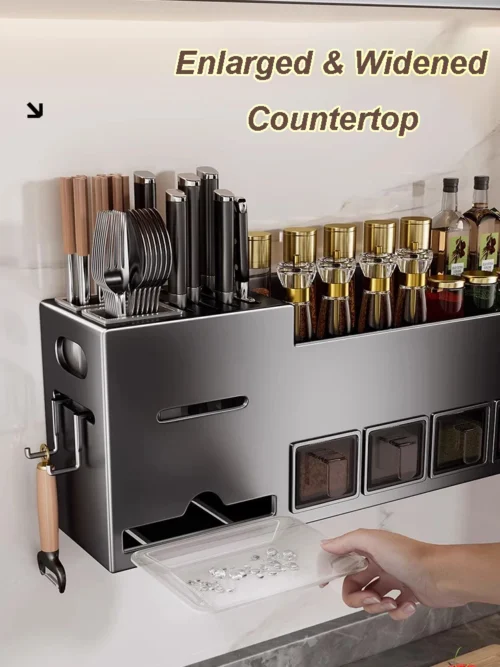 Metal Condiments Holder, Versatile Seasoning Organizer, Spoon & Knife Stand