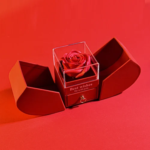 Eternal Rose Gift Box with Heart Necklace, “I Love You to the Moon and Back”