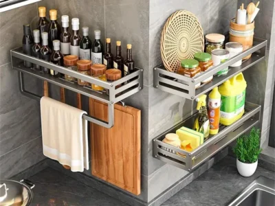 Aluminum Wall-Mounted Spice Rack – Durable and Space-Saving| Kitchen Condiment Storage Rack