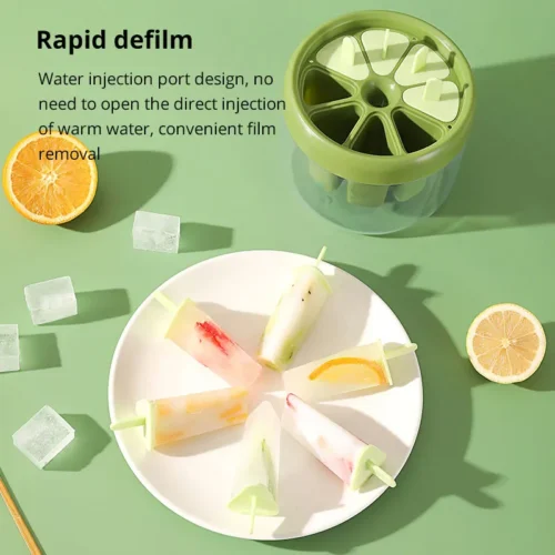 1pcGreen/Orange Plastics Ice Cream Mold – Durable Kitchen Tool for DIY Treats| DIY Dessert Popsicle Moulds Tray Cube Maker Homemade Tools