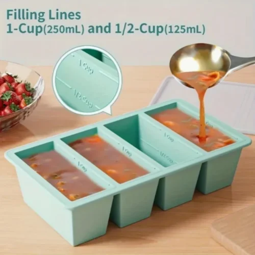 Giant Storage For Food Meal – Silicone Freezing Molds with Airtight Lid| Silicone 4-Link |Silicone Square