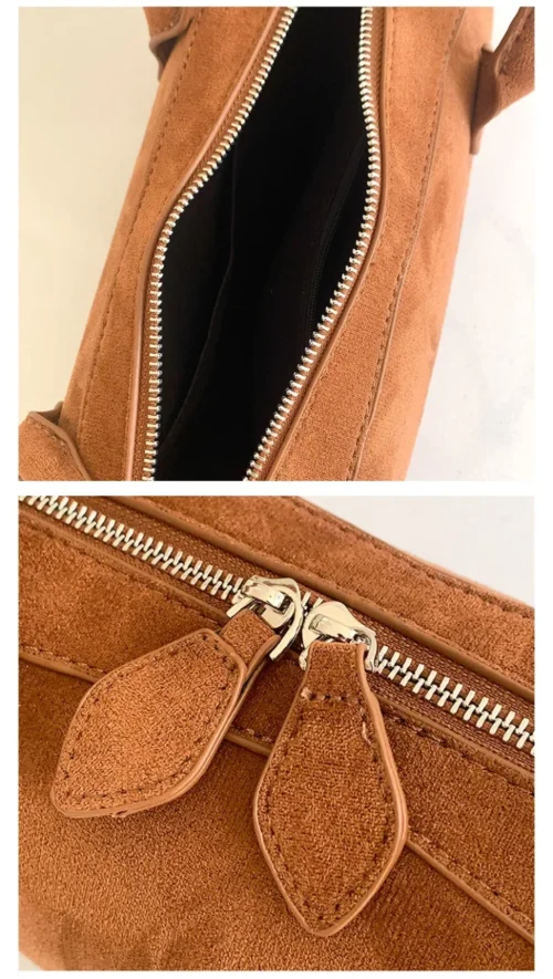 Vintage Underarm Bags Female – Stylish Faux Suede Baguette Bag|Frosted Leather Large Capacity |Design Stick Bag